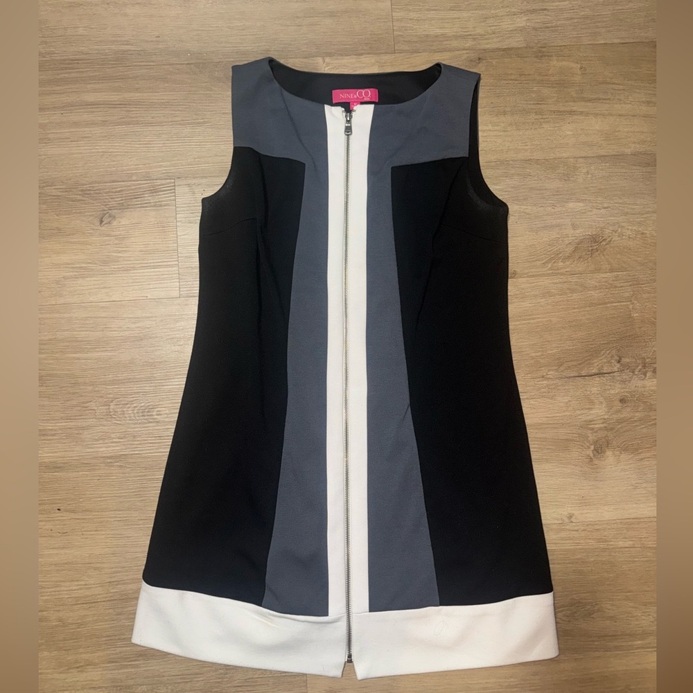 Nine & Co. Black, Gray, and White Mini Dress